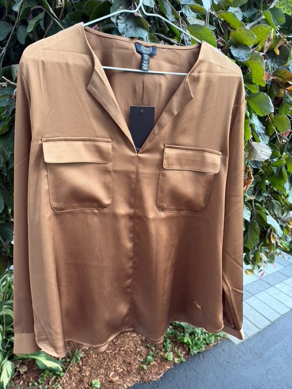 NWT Jones New York Signature Caramel Woven Top Blouse XL
